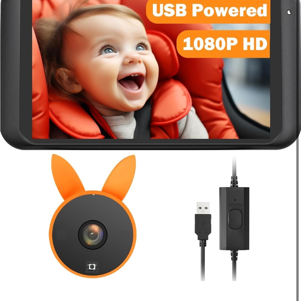 USB Powered 1080P HD Car Video Player - Black and Orange baby monitor for car